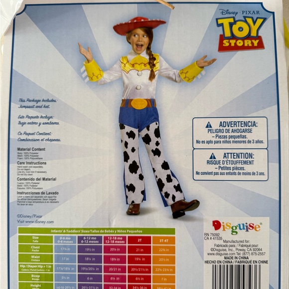 Disney Pixar Toy Story Jessie Toddler Costume 3T/4T Jumpsuit Hat Dress Up Party - Picture 4 of 5